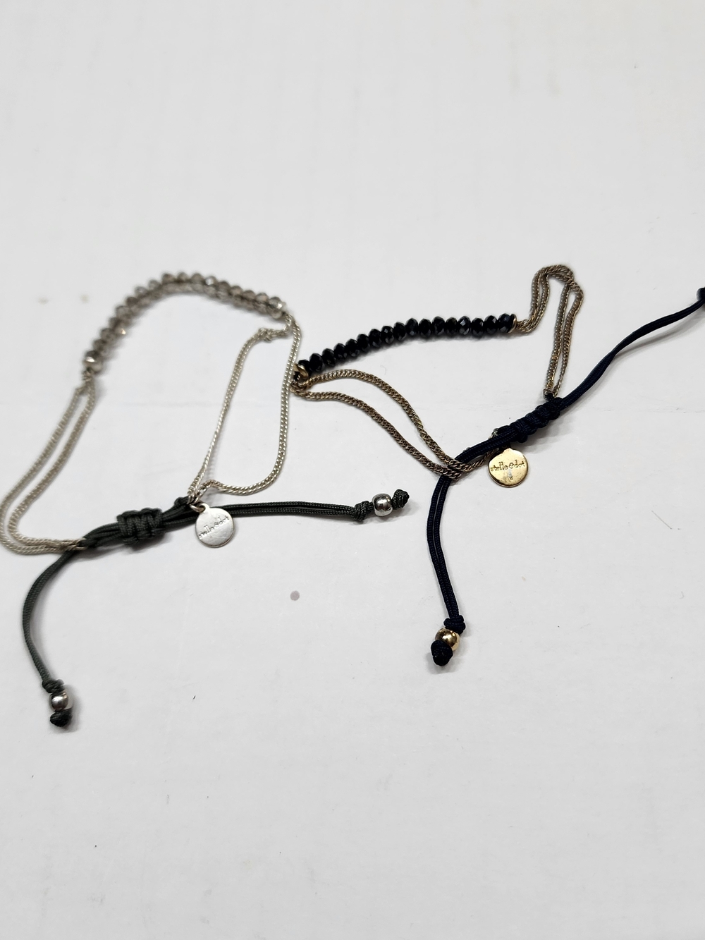 Stella & Dot Beaded Adjustable Cord Bracelet Slide Closure Lot Of 2